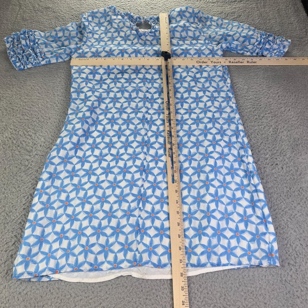 Lilly Pulitzer Dress Womens 8 Blue Floral Dasha Coastal Ruffle Sheath Silk Lined - Picture 4 of 10